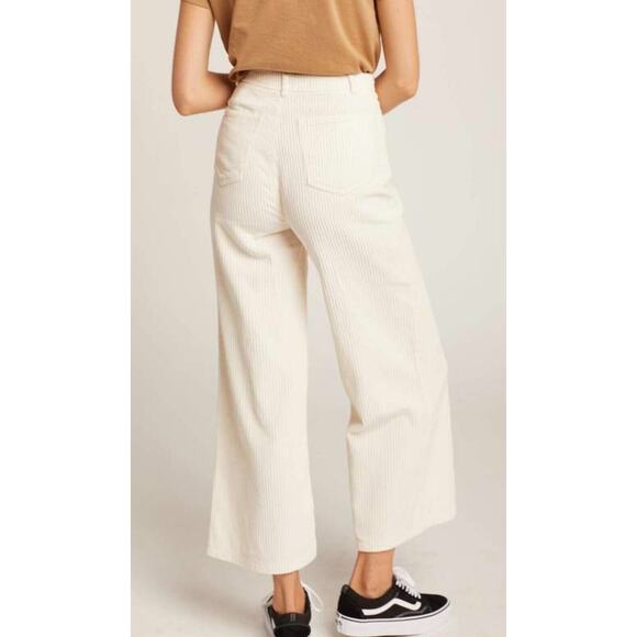 Amuse Society Winter White Wide Corduroy Back Pocket Ankle Flare Pants 27 - Picture 2 of 14